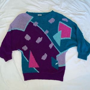 vintage 80s funky quarter sleeve sweater